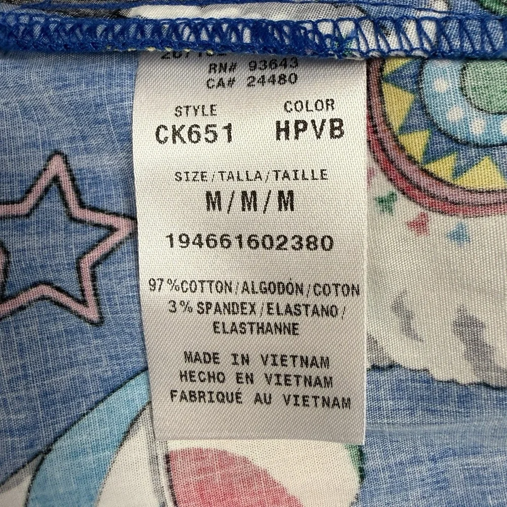 NWT Cherokee Happy Vibes Scrub Top M Panda Llama On Royal Blue Scrubs Nurse RN - Picture 8 of 8